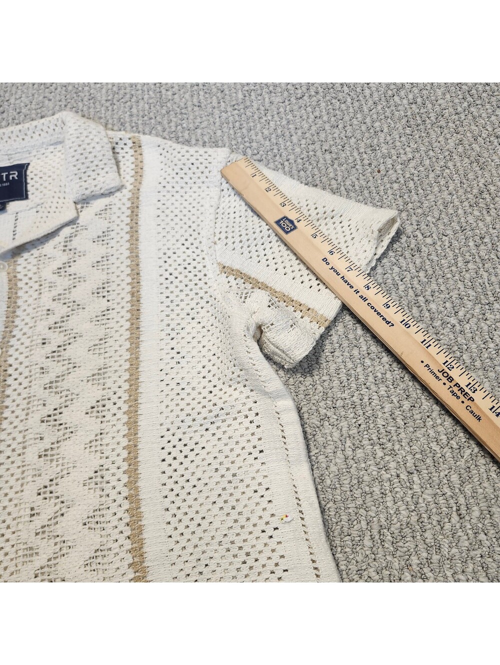 VSTR Cream Knit Short Sleeve Button Front Shirt Size Large NWT - Picture 4 of 7